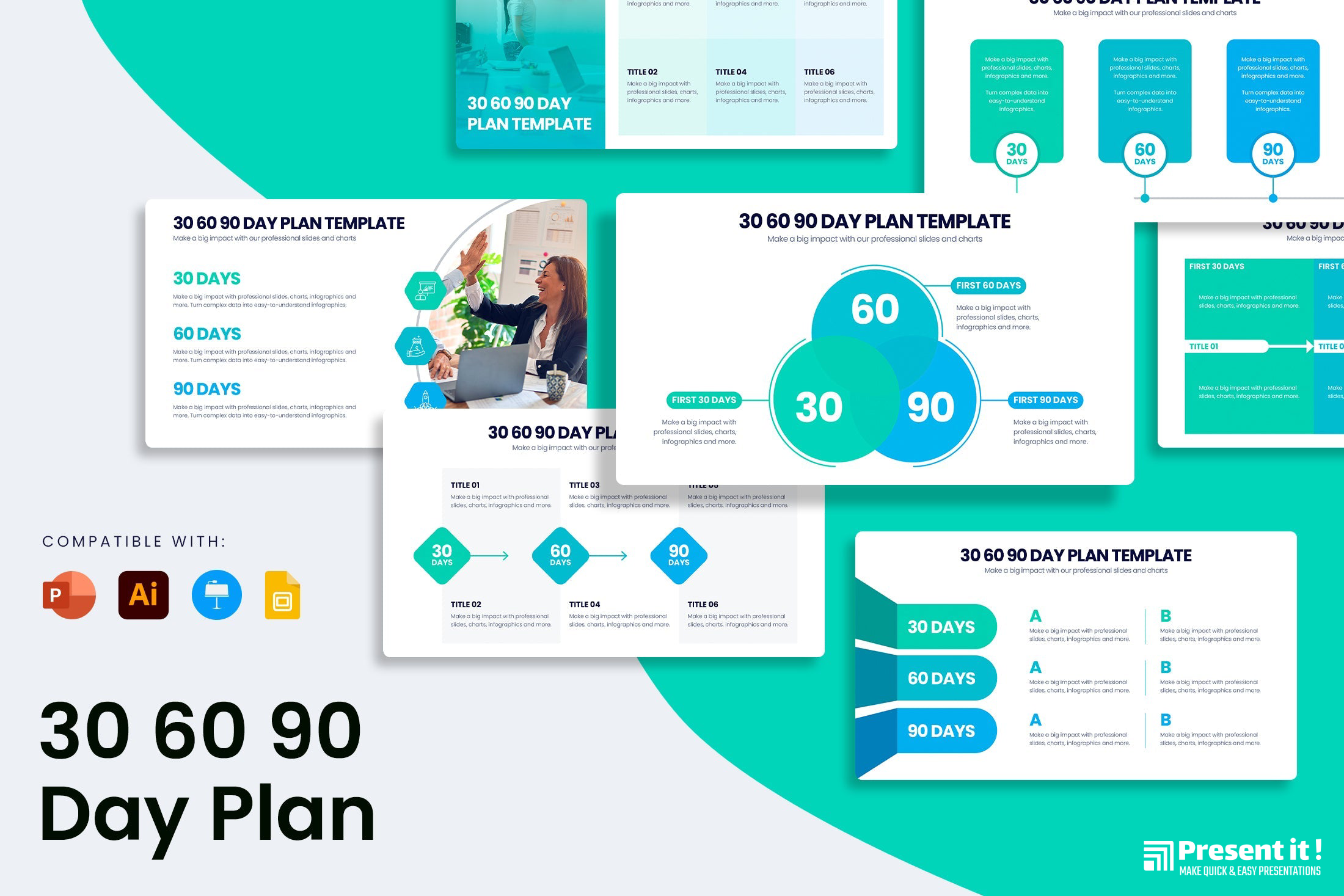 30-60-90 Day Plan Template Infographic | For $4.99 – Presentit.io
