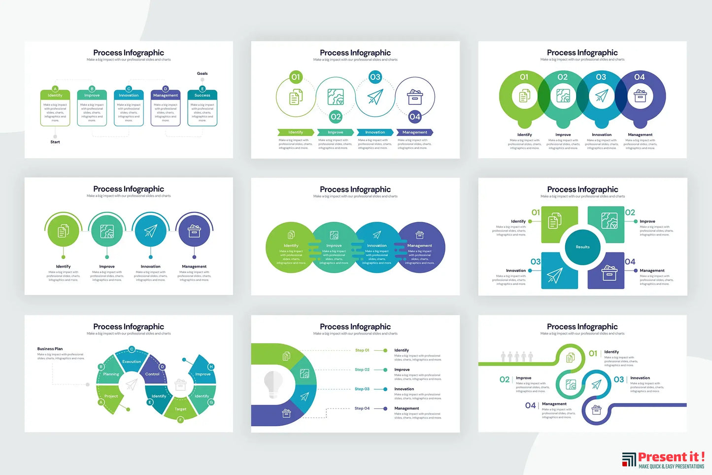 Process Infographic Templates for Illustrator, Powerpoint, Keynote and Google Slides