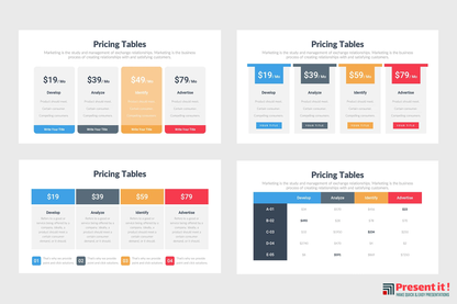 Pricing Tables Infographics