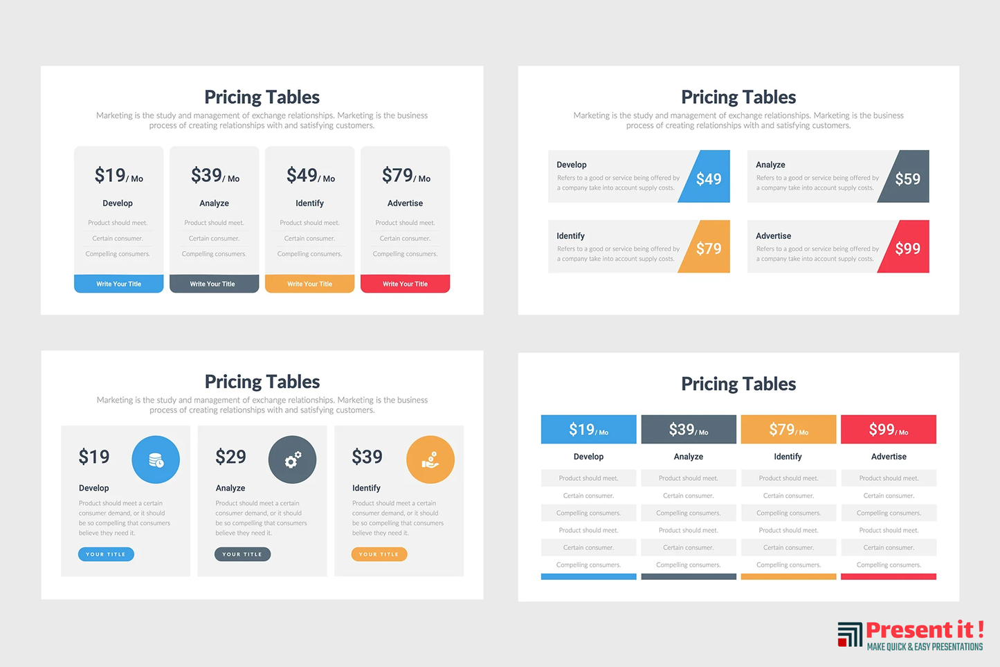 Pricing Tables Infographics