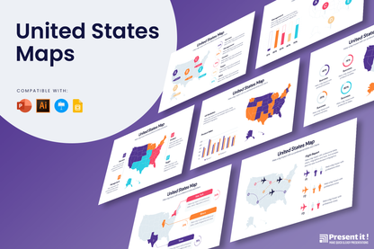 United States Maps for PowerPoint, Keynote, Google Slides and Illustrator