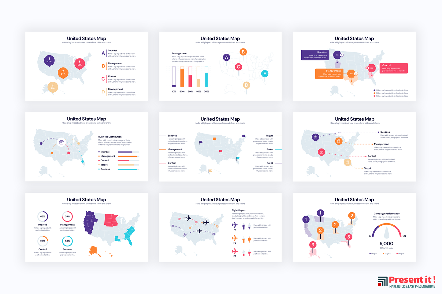 United States Maps for PowerPoint, Keynote, Google Slides and Illustrator