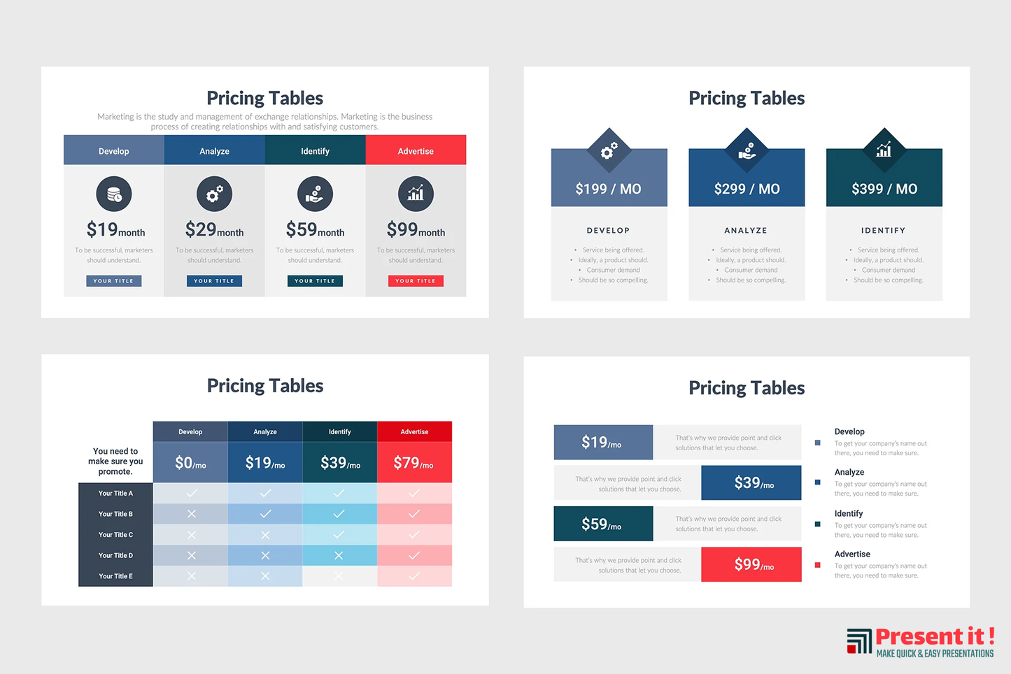 Pricing Tables Infographics