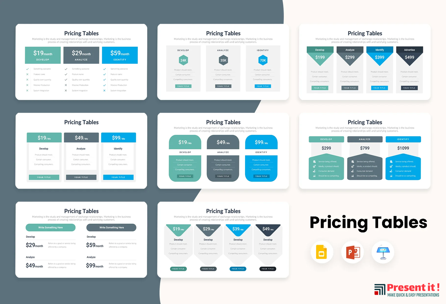 Pricing Tables Infographics