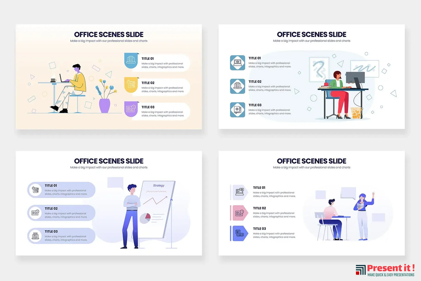 Office Scene Infographics for PowerPoint, Keynote, Google Slides and Illustrator