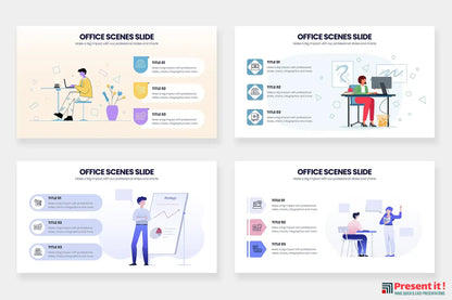 Office Scene Infographics for PowerPoint, Keynote, Google Slides and Illustrator