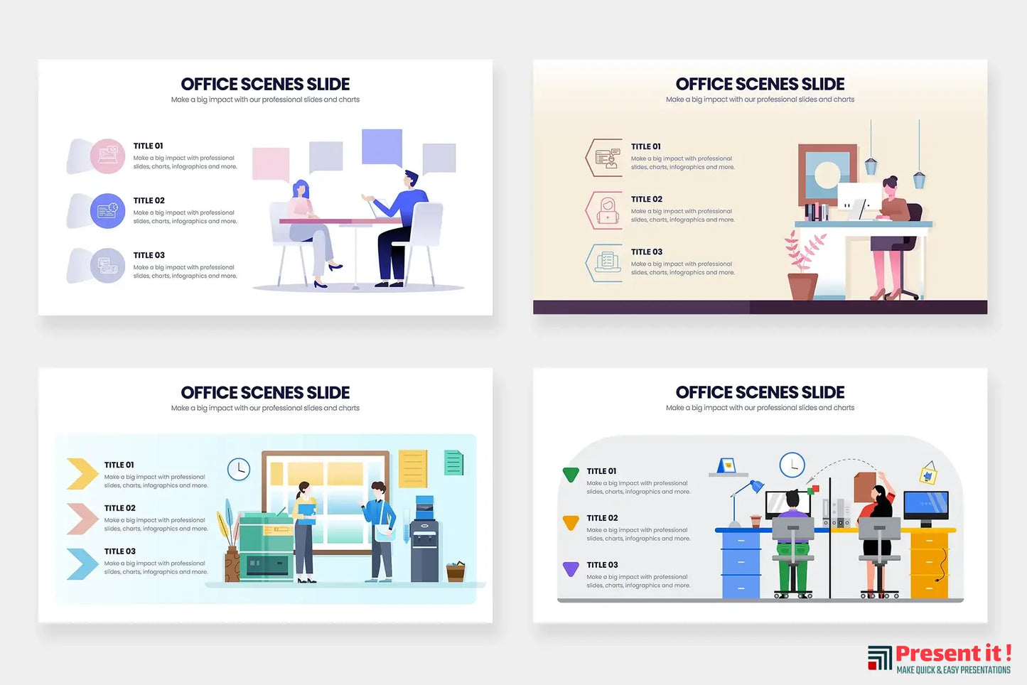 Office Scene Infographics for PowerPoint, Keynote, Google Slides and Illustrator