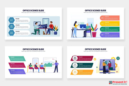 Office Scene Infographics for PowerPoint, Keynote, Google Slides and Illustrator