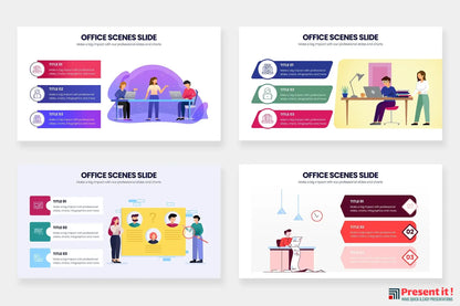 Office Scene Infographics for PowerPoint, Keynote, Google Slides and Illustrator