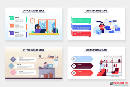 Office Scene Infographics for PowerPoint, Keynote, Google Slides and Illustrator