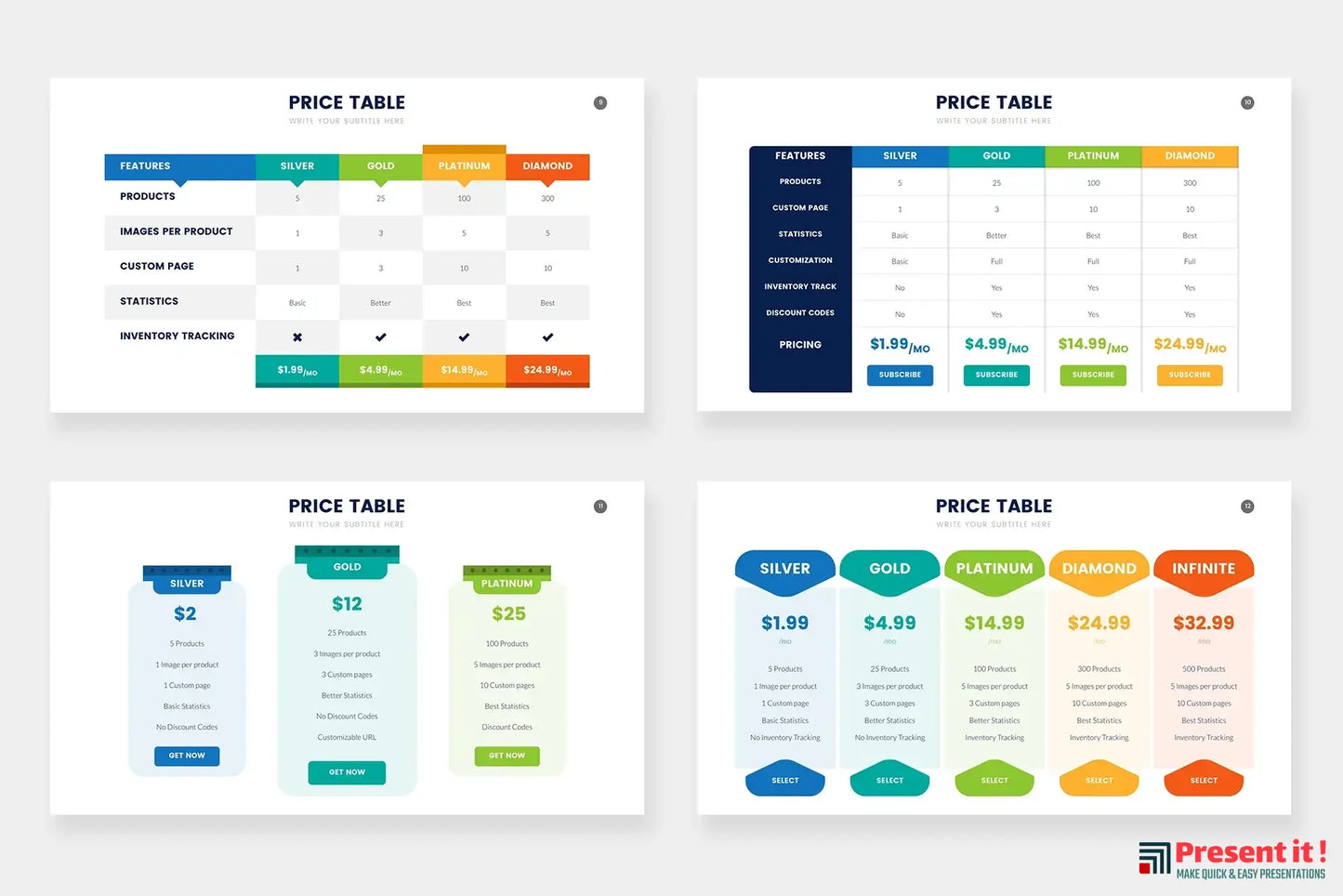 Pricing Table Infographics