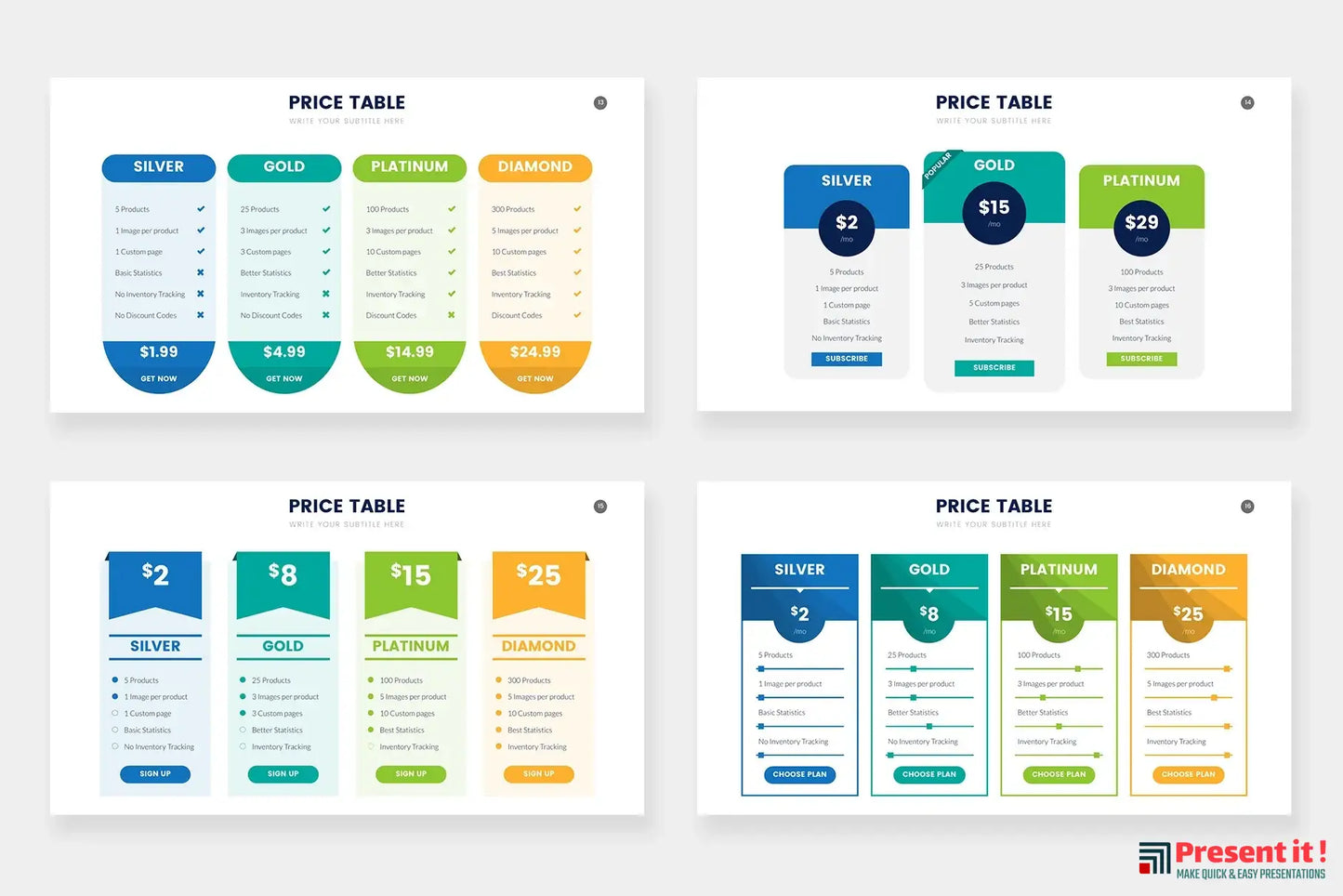 Pricing Table Infographics