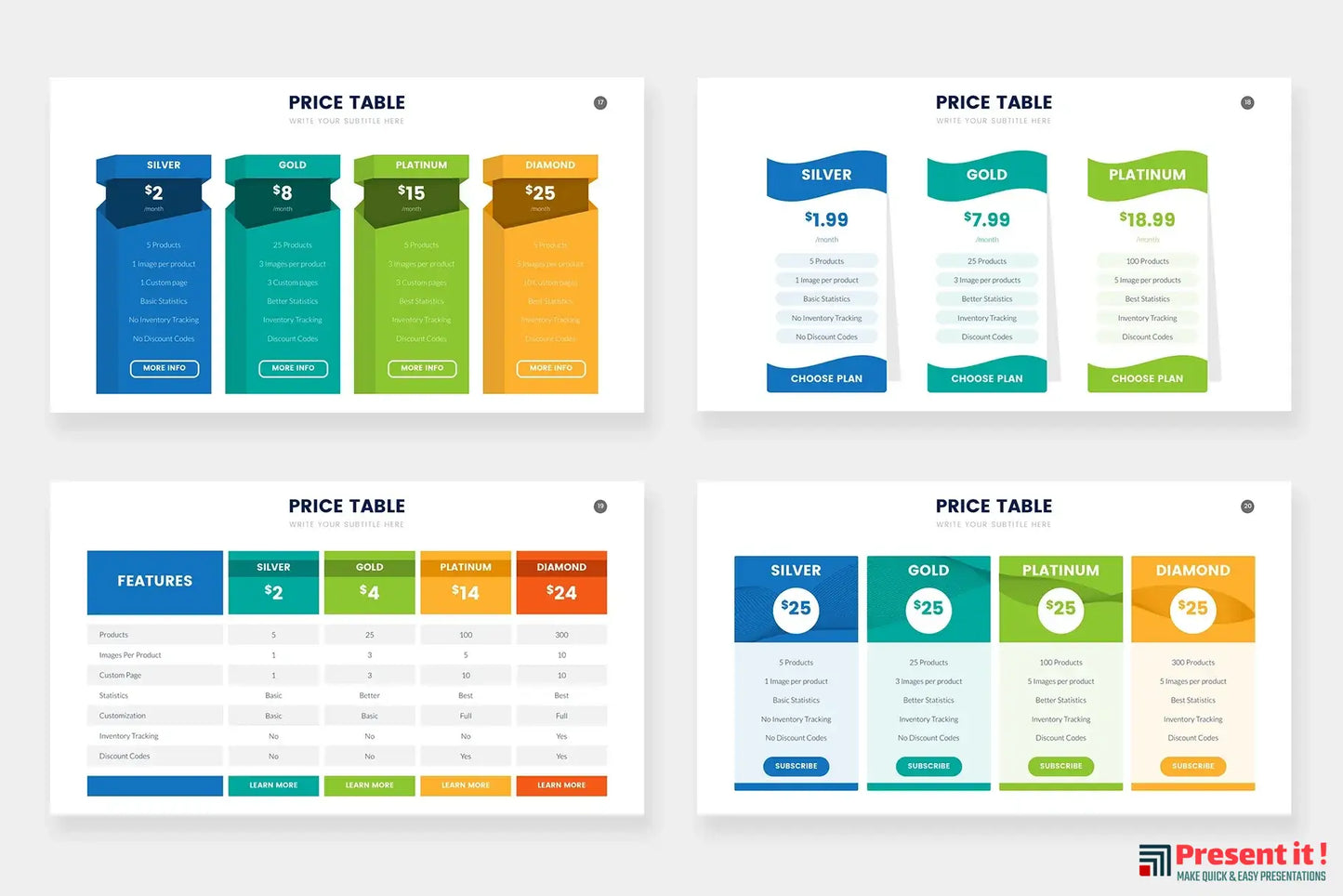 Pricing Table Infographics