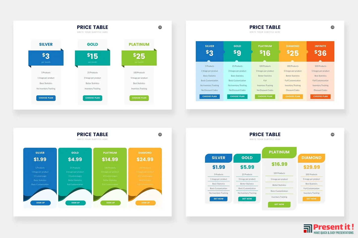 Pricing Table Infographics